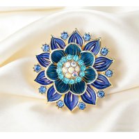 XSB254 - Plant Lotus Gradient Enamel Large Flower Brooch 